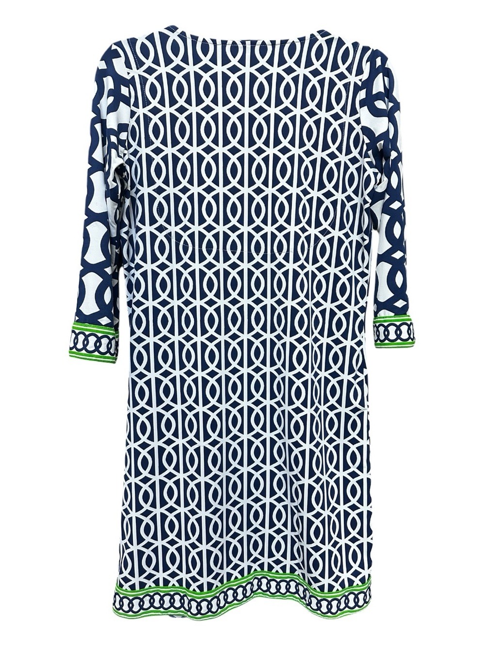 Gretchen Scott Designs Navy, White & Lime Geometric V-Neck Swim Coverup - Picture 3 of 5